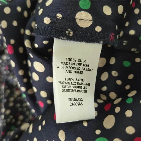 Nanette Lepore 100% Silk polka dot navy Buttoned Shirt Dress Knee-length size 8 - Picture 4 of 8